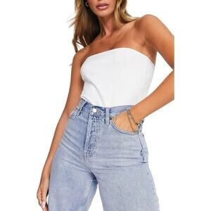 TopShop Strapless White Bandeau Bodysuit Size 12 NWOT